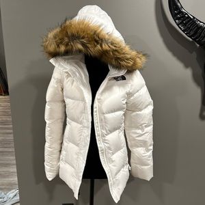 White north face parka